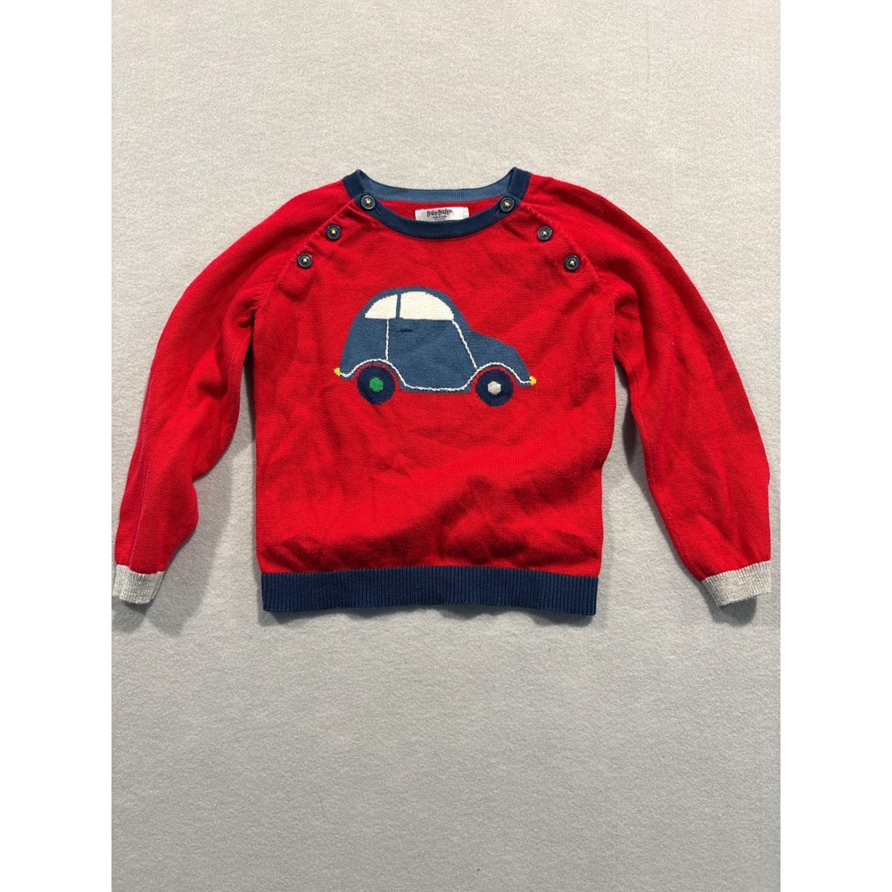 Baby Boden Red Knit Car Sweater 18-24 Months Long Sleeve Button Pullover